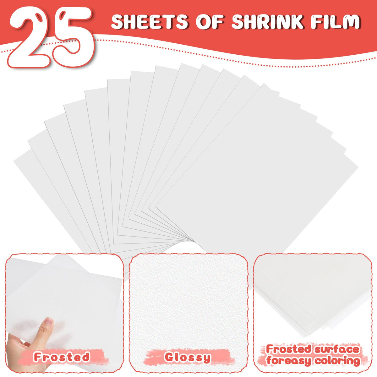 OFNMY 225PCS Shrinky Dink Sheets Kit – 25 Shrinky Sheets, 100 Keychains & 100 Rings for Kids Crafts