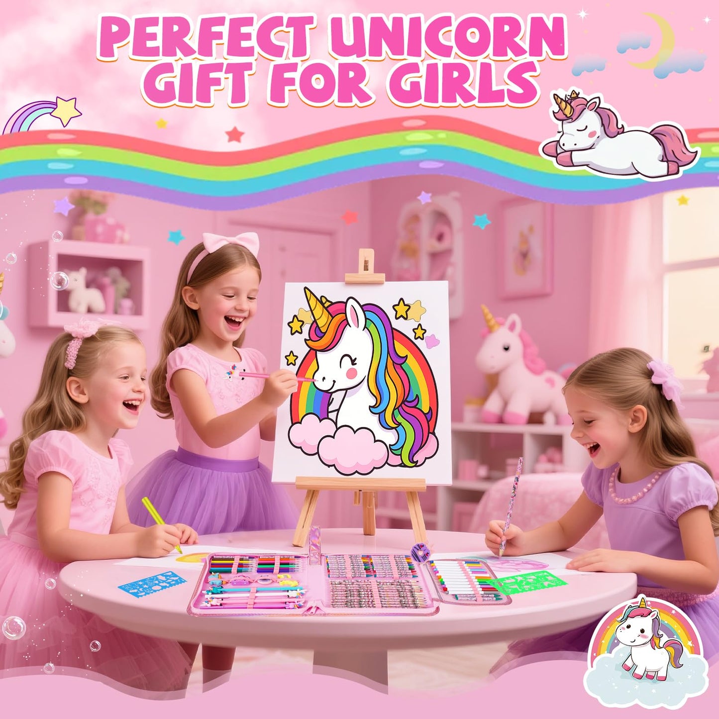 OFUSUY 73-Piece Unicorn Art Kit – Scented Markers & More for Kids