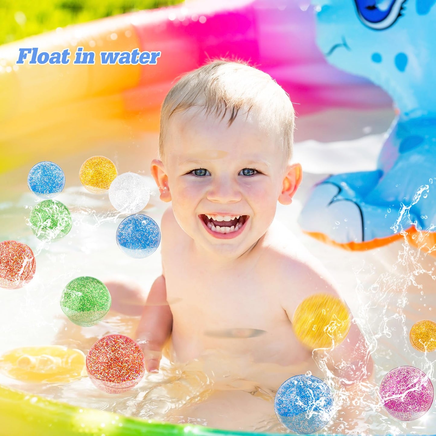 Ohanniewa 24 Pack Glitter Bouncy Balls – 32mm Rubber Balls in 6 Colors