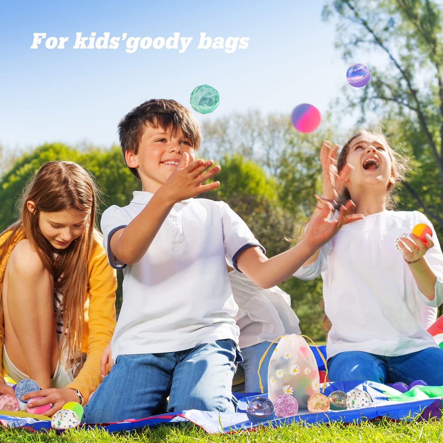 Ohanniewa Bouncy Balls – 20 Pieces, 5 Styles, 32mm Assorted Balls with Storage Bag