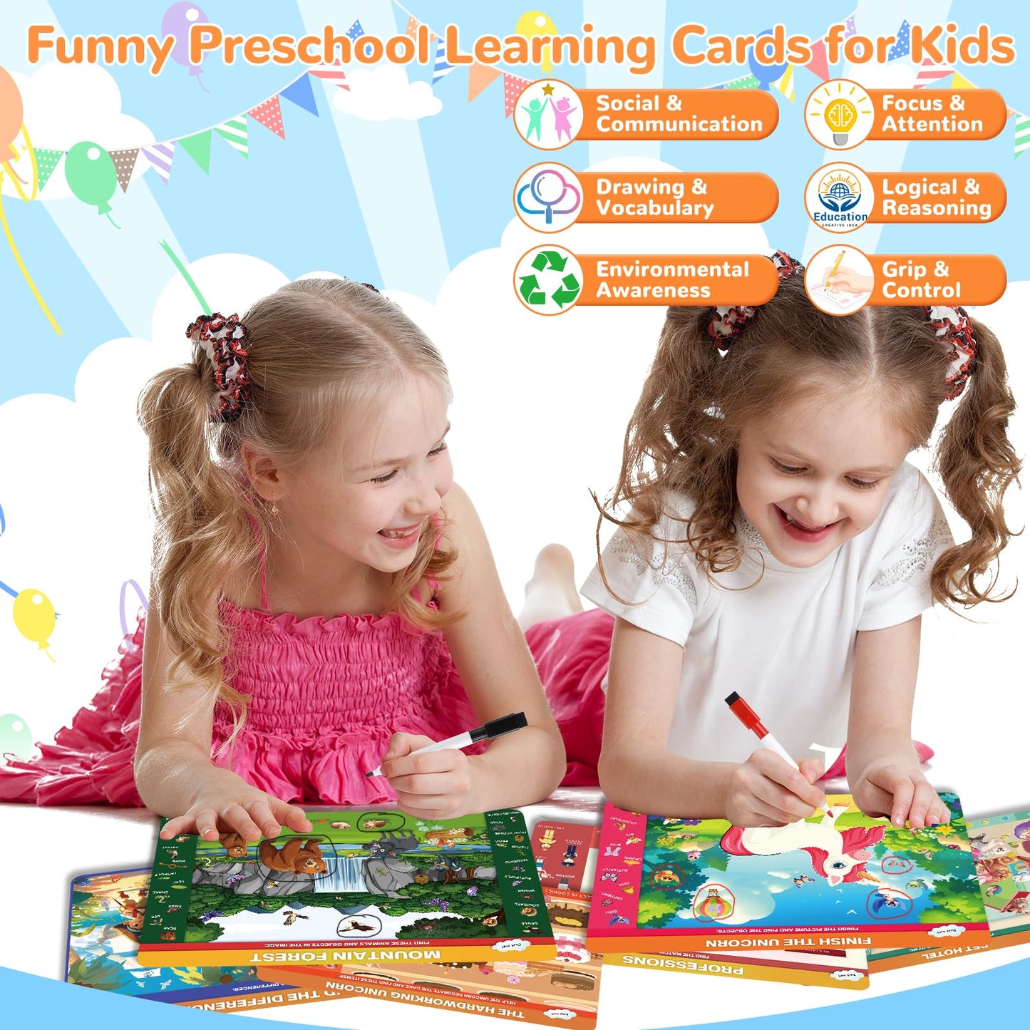 OHARLOBE Search & Find Books for Kids 3-5 | 28-Piece Reusable Busy Books Set