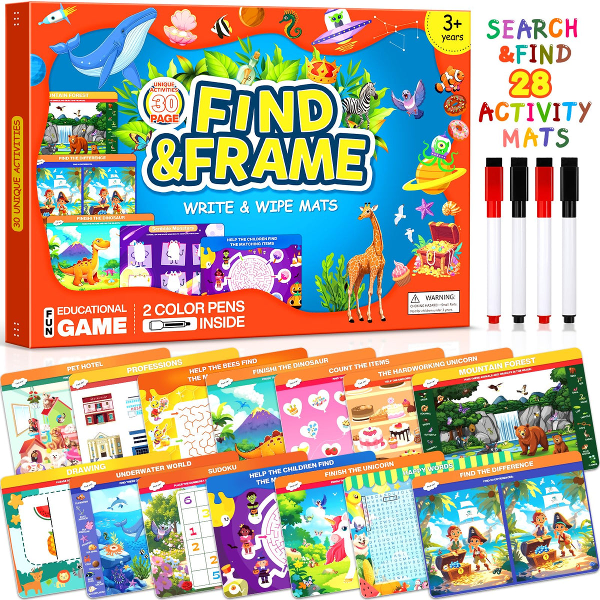 OHARLOBE Search & Find Books for Kids 3-5 | 28-Piece Reusable Busy Books Set