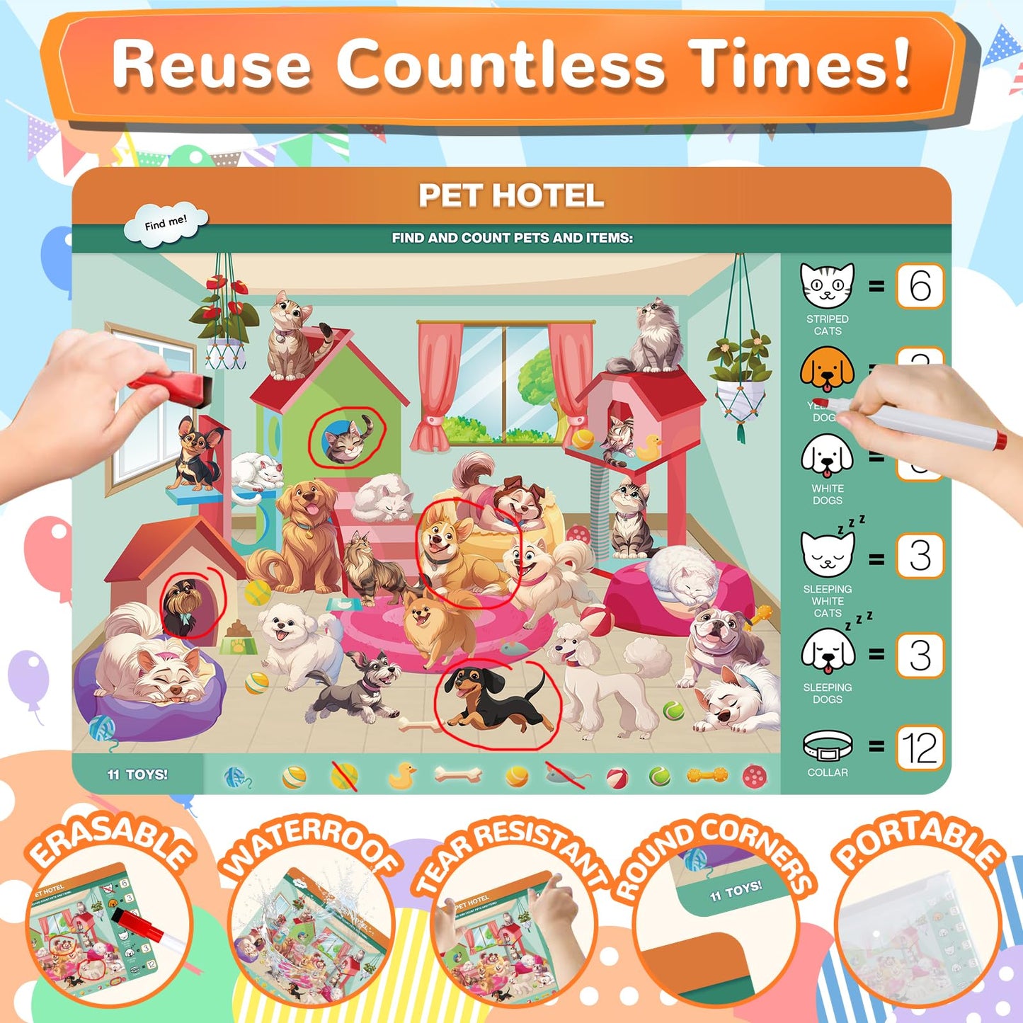 OHARLOBE Search & Find Books for Kids 3-5 | 28-Piece Reusable Busy Books Set
