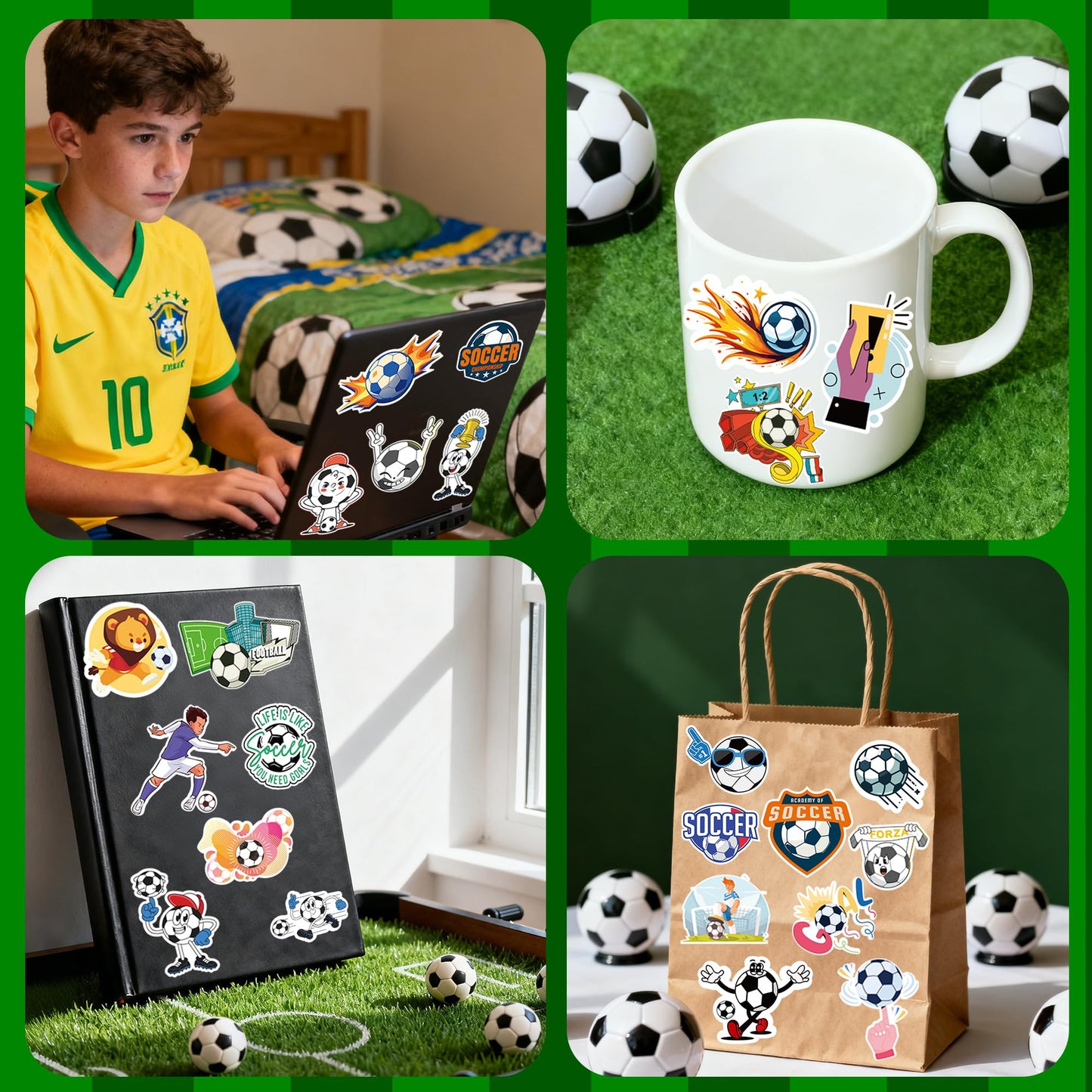 OHOME 100 PCS Soccer Stickers for Kids – Water Bottle and Laptop Decor