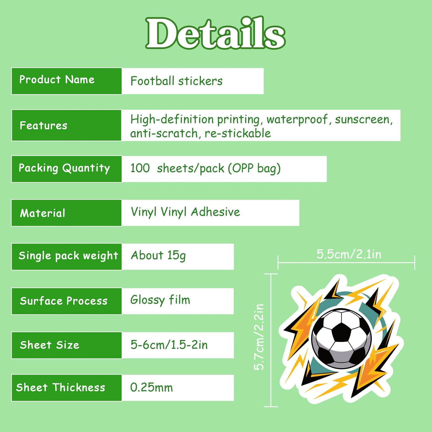 OHOME 100 PCS Soccer Stickers for Kids – Water Bottle and Laptop Decor