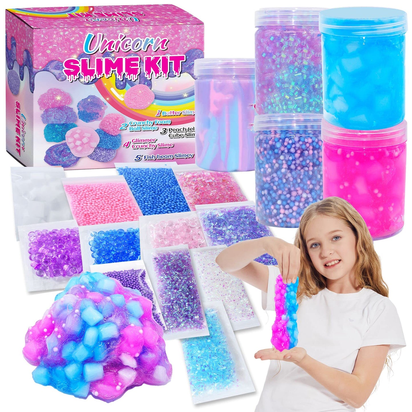 OHIECIHY Unicorn Slime Kit for Girls 4-12 | Butter Slime, Glitter Crunch & Candy Confetti