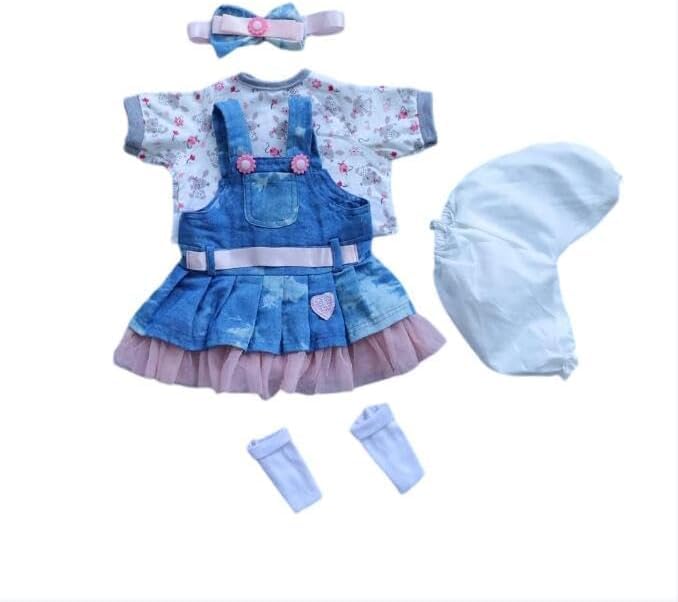OHIJGN Reborn Doll Clothes for 17-22 Inch Girls – Denim Skirt 5-Pcs Set