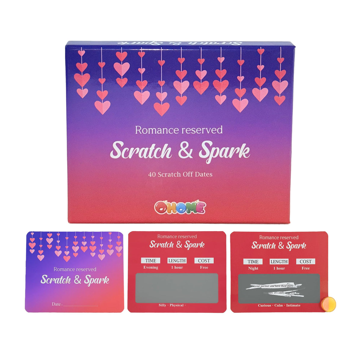 OHOME 40 Scratch Off Date Card Set — Couples Gifts for Anniversary, Bridal Shower & Easter