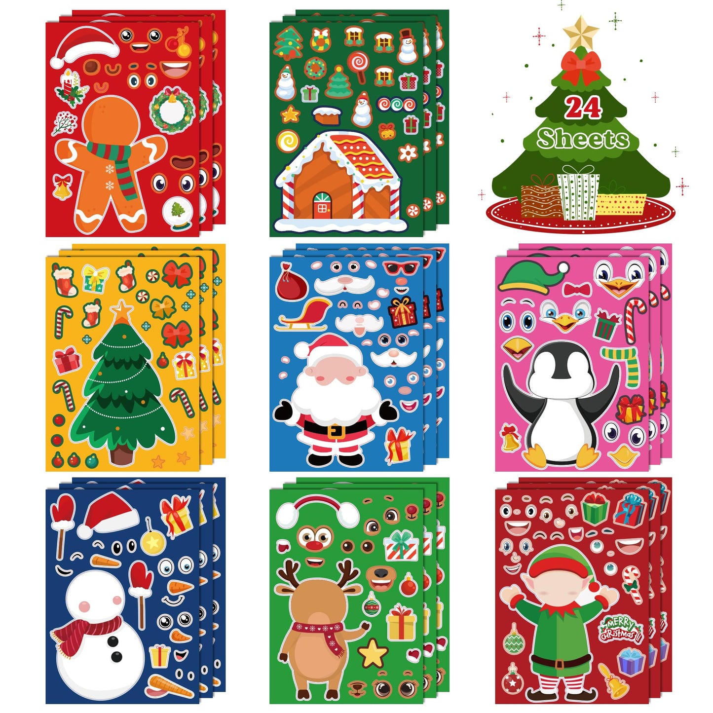 OHOME Christmas Stickers – 24 Sheets for Kids’ Crafts and Stocking Stuffers