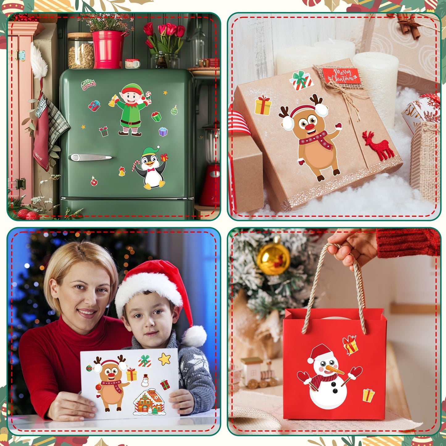 OHOME Christmas Stickers – 24 Sheets for Kids’ Crafts and Stocking Stuffers