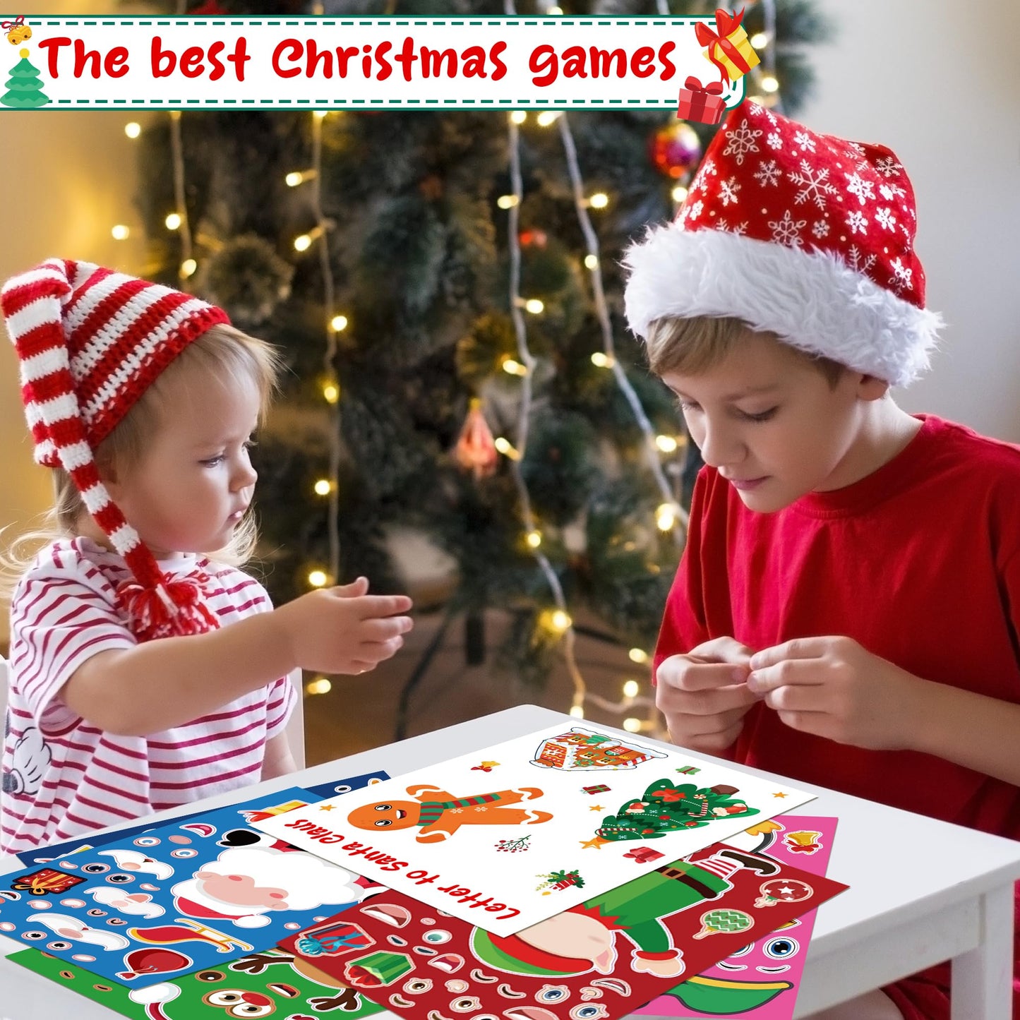 OHOME Christmas Stickers – 24 Sheets for Kids’ Crafts and Stocking Stuffers