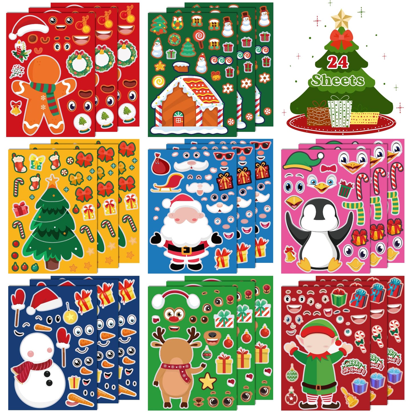 OHOME Christmas Stickers – 24 Sheets for Kids’ Crafts and Stocking Stuffers