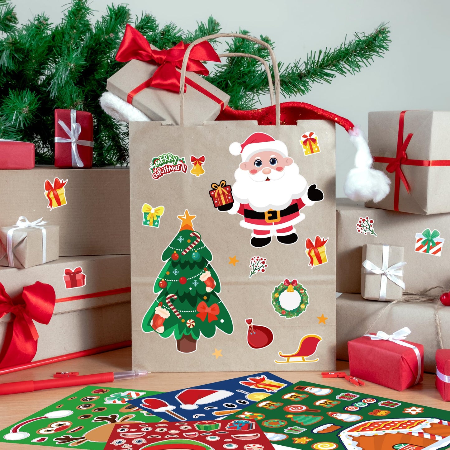 OHOME Christmas Stickers – 24 Sheets for Kids’ Crafts and Stocking Stuffers