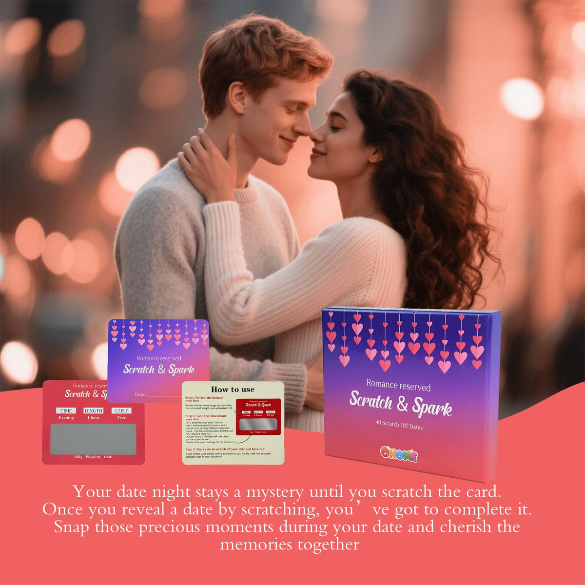 OHOME 40 Scratch Off Date Card Set — Couples Gifts for Anniversary, Bridal Shower & Easter