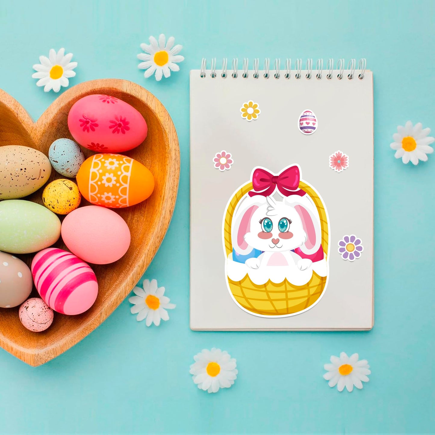 OHOME Easter Basket Stuffers | 24 Sheets Easter Sticker Set for Kids – DIY Bunny, Egg & Animal Stickers