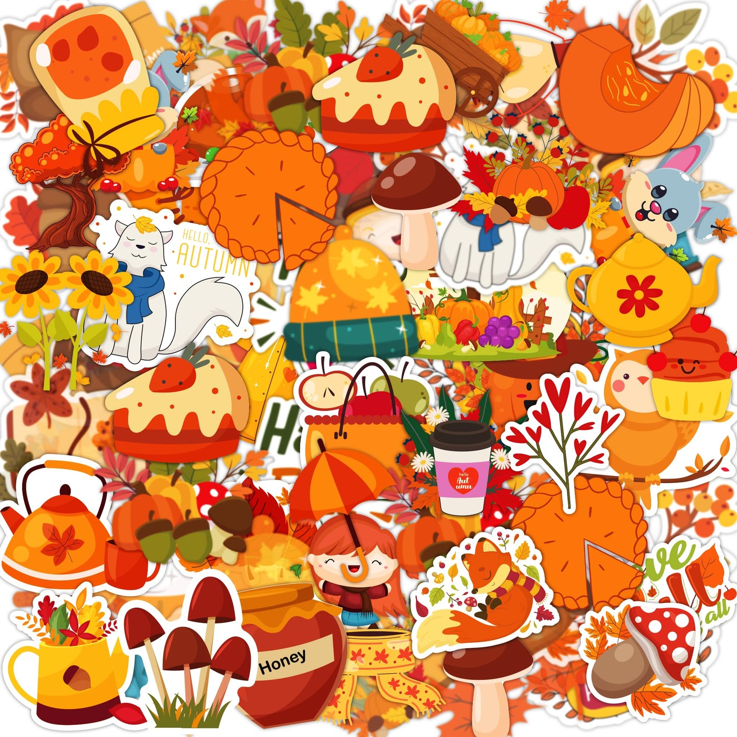 OHOME Fall Stickers | 100 PC Thanksgiving Vinyl Stickers for Kids, Crafts & Friendsgiving
