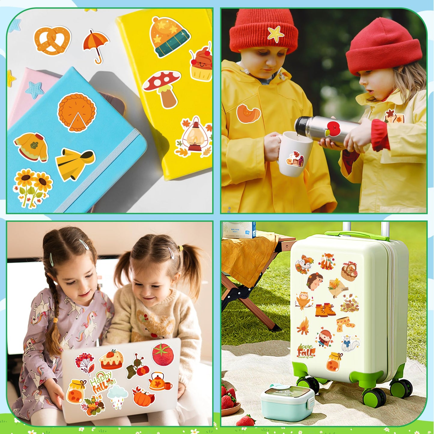 OHOME Fall Stickers | 100 PC Thanksgiving Vinyl Stickers for Kids, Crafts & Friendsgiving