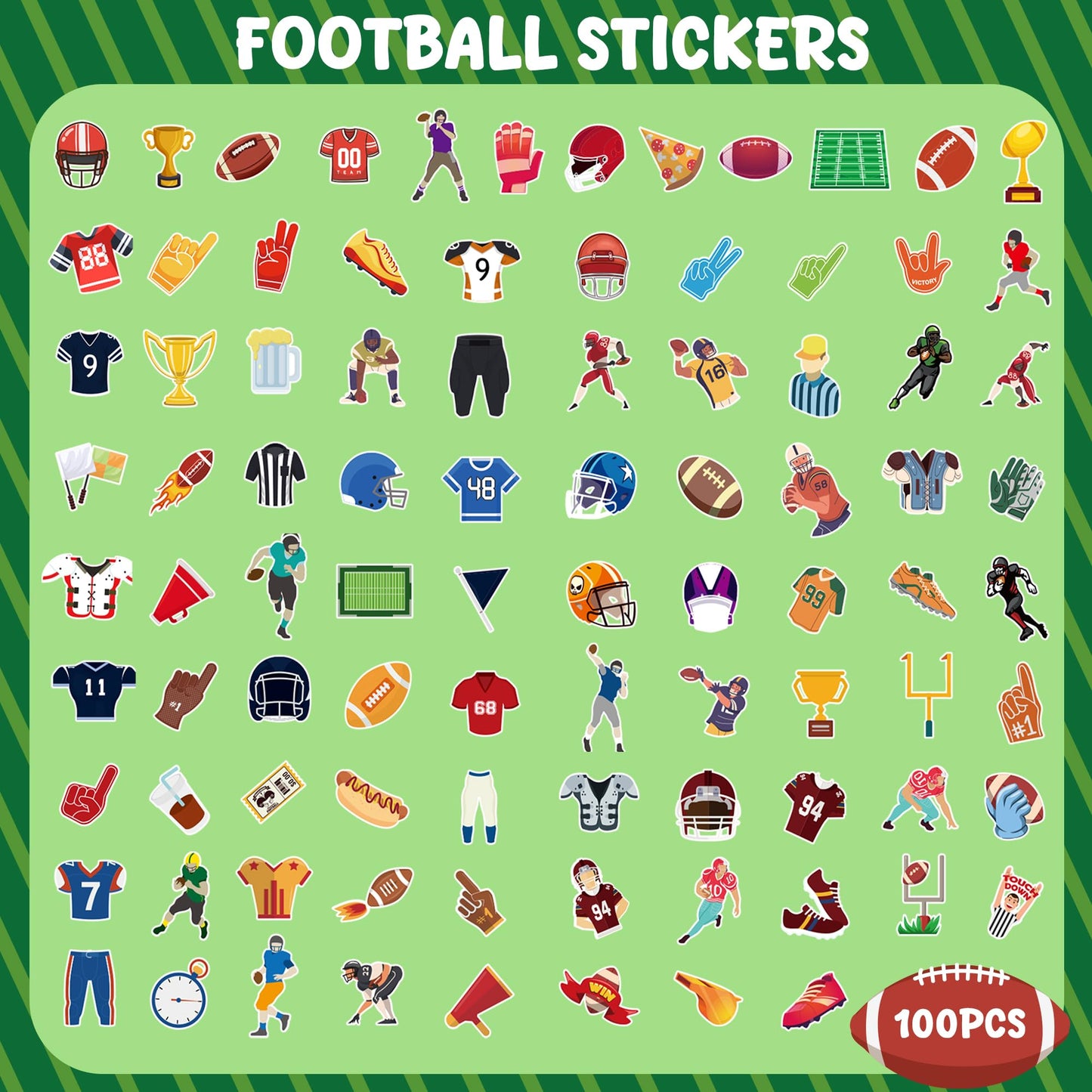 OHOME Football Stickers for Kids – 100 Pack Soccer Party Decor & Game Day Favors