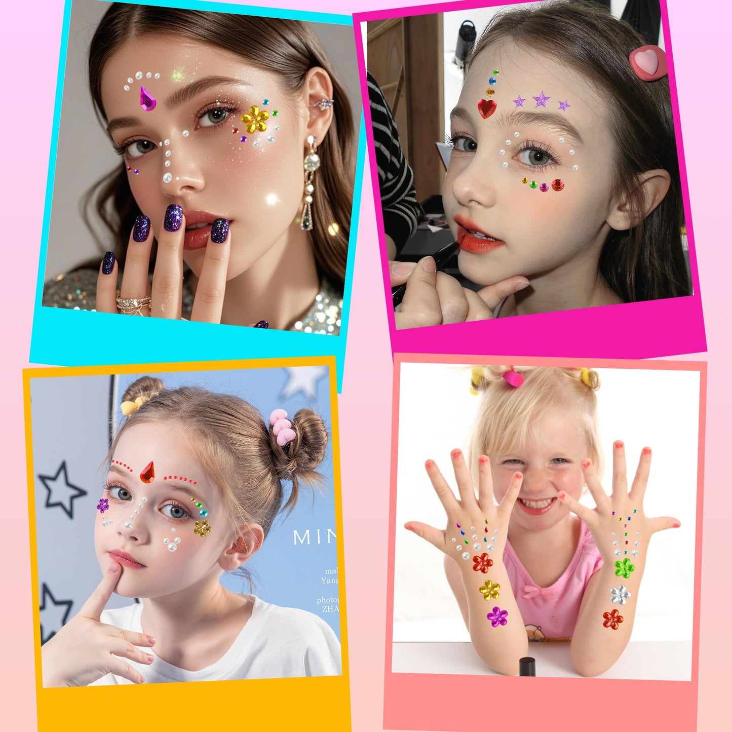 OHOME 3000 PCS Gem Stickers – Self-Adhesive Rhinestones for Crafts, Face Gems & Scrapbooking