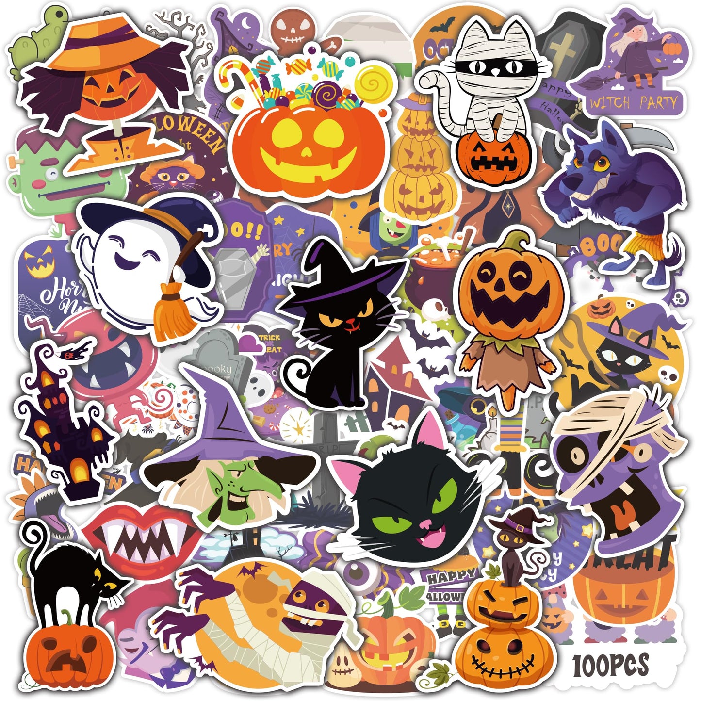 OHOME Halloween Stickers – 100 Pcs Party Favors & Craft Decorations