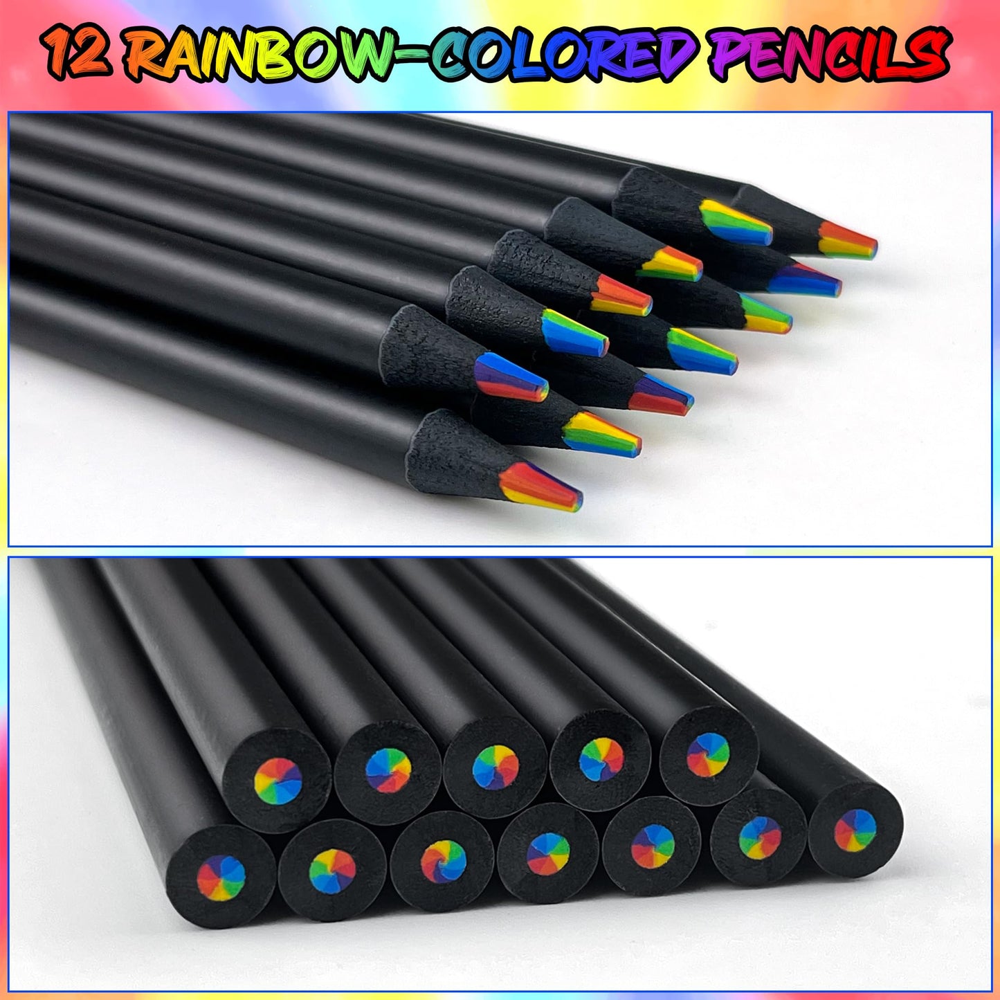 OHOME 12 Rainbow Colored Pencils – Easter Basket Stuffers & Kids Art Gifts