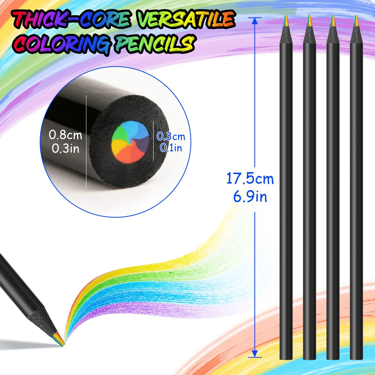 OHOME 12 Rainbow Colored Pencils – Easter Basket Stuffers & Kids Art Gifts