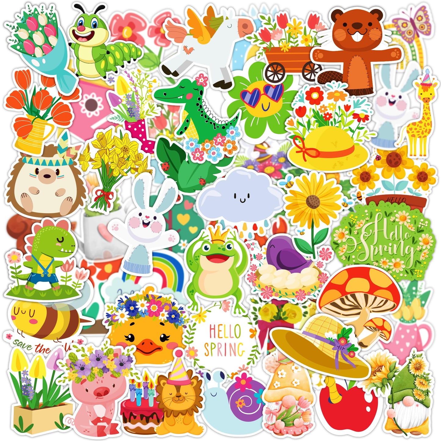 OHOME Spring Stickers | 100 PCS Floral Vinyl Stickers for Kids, Spring Crafts & Party Favors