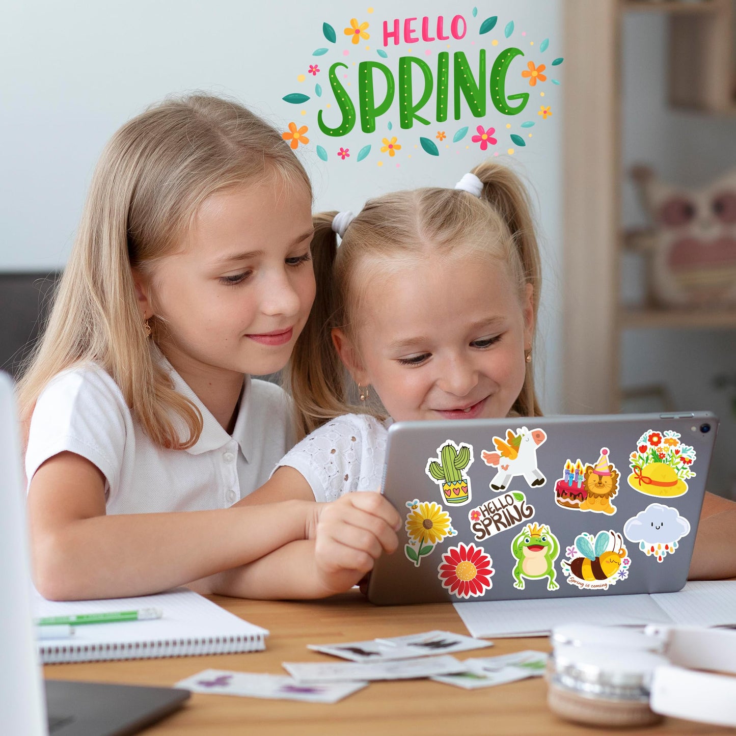 OHOME Spring Stickers | 100 PCS Floral Vinyl Stickers for Kids, Spring Crafts & Party Favors