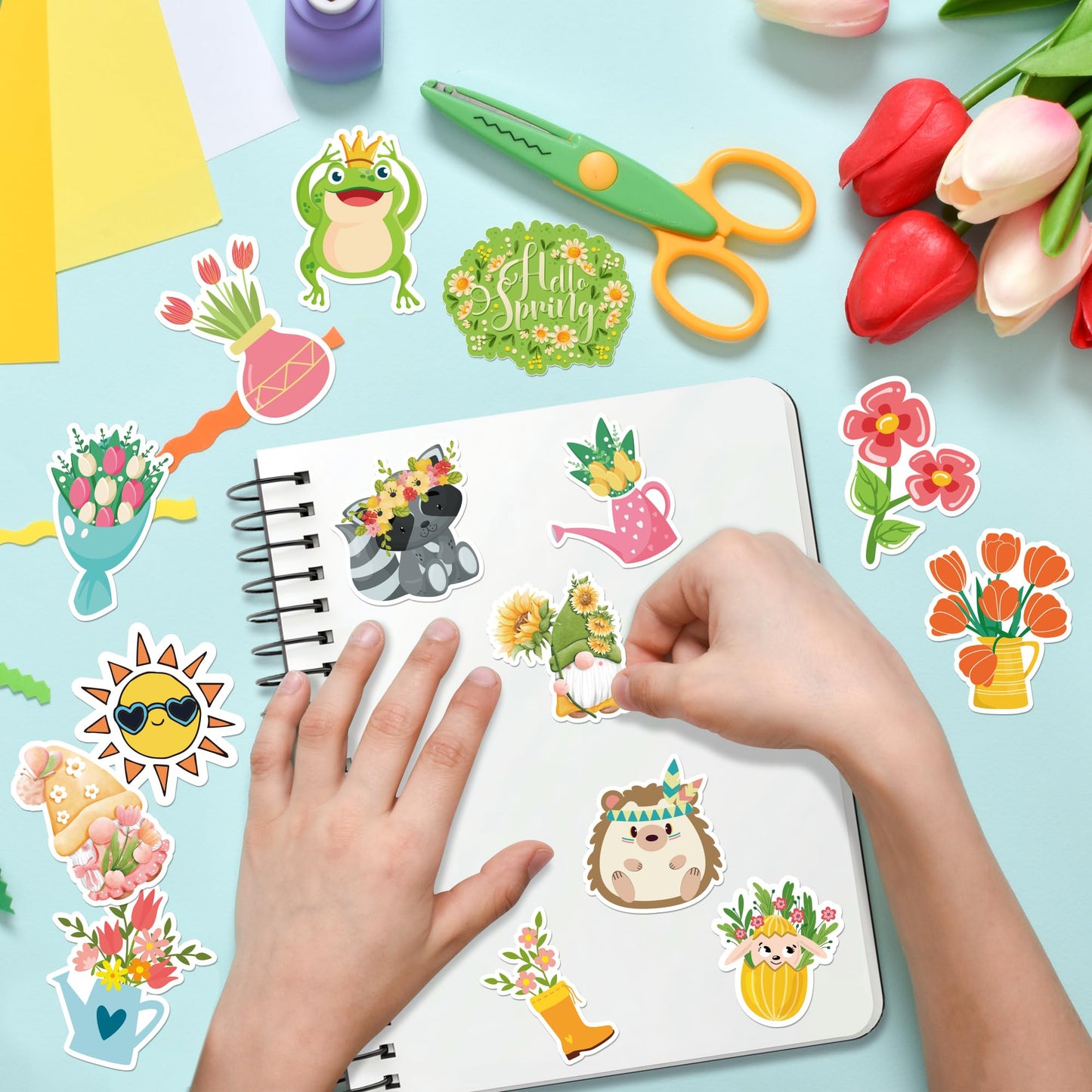 OHOME Spring Stickers | 100 PCS Floral Vinyl Stickers for Kids, Spring Crafts & Party Favors