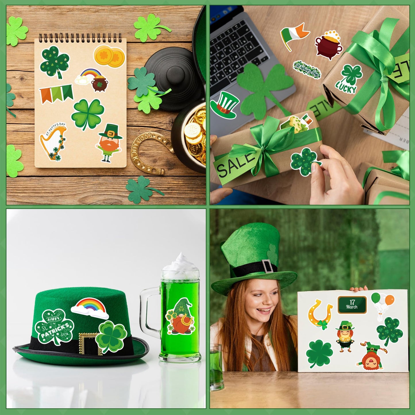 OHOME St Patricks Day Stickers for Kids – 120+ Festive Shamrock & Leprechaun Sticker Set for Crafts