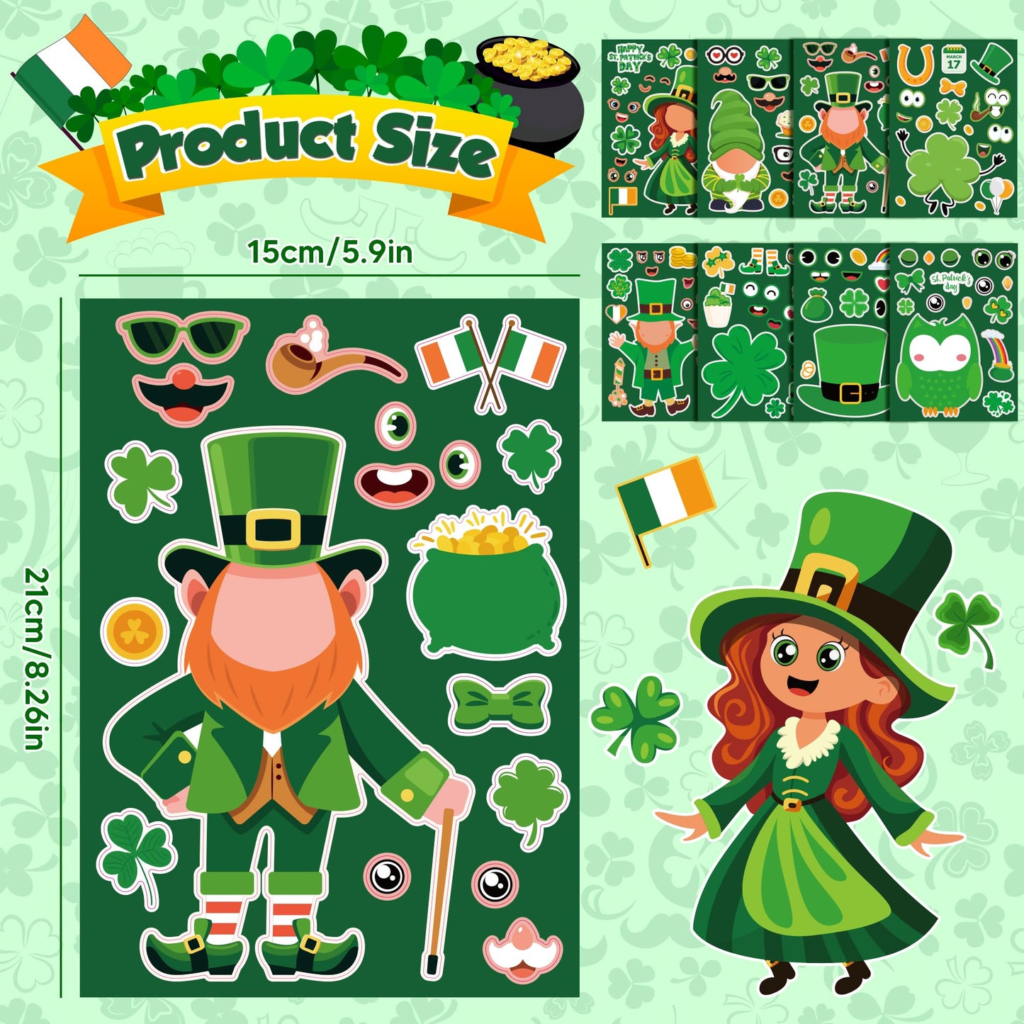 OHOME St Patrick's Day Stickers – 24 Sheets for Crafts, Decor & Party Favors