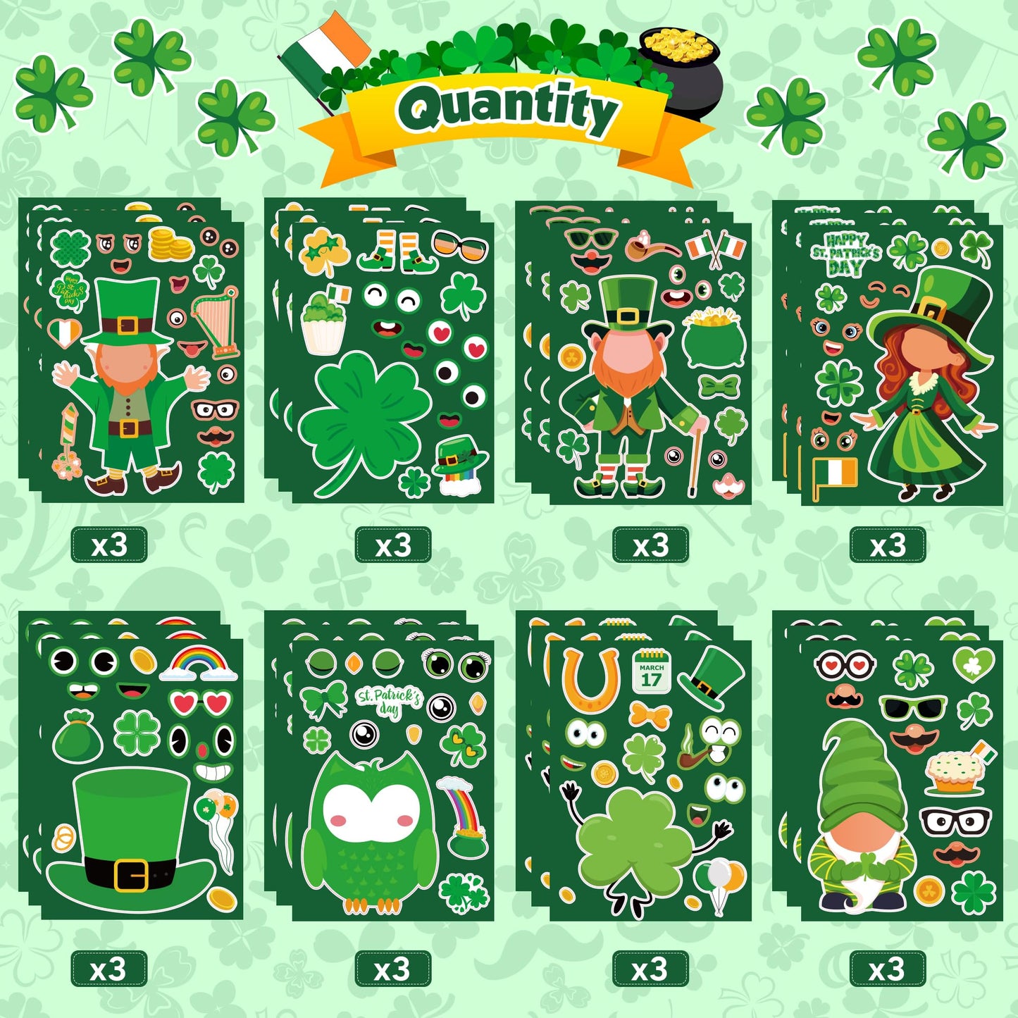 OHOME St Patrick's Day Stickers – 24 Sheets for Crafts, Decor & Party Favors
