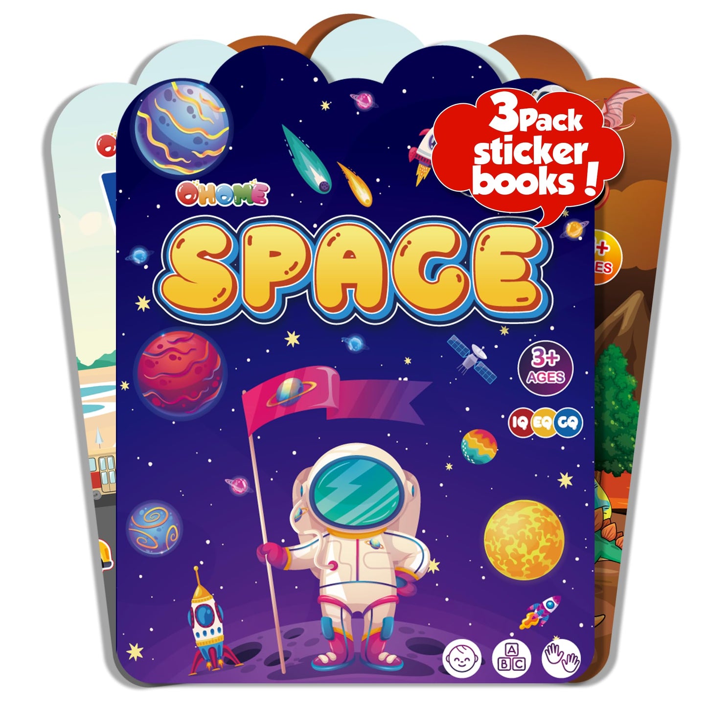 OHOME Reusable Sticker Books for Toddlers 2-4 | Puffy Stickers, Travel Toys, Gifts