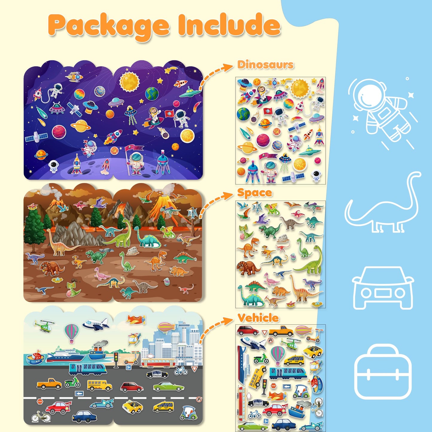 OHOME Reusable Sticker Books for Toddlers 2-4 | Puffy Stickers, Travel Toys, Gifts