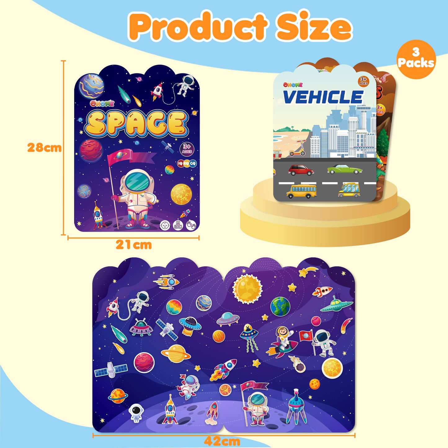 OHOME Reusable Sticker Books for Toddlers 2-4 | Puffy Stickers, Travel Toys, Gifts