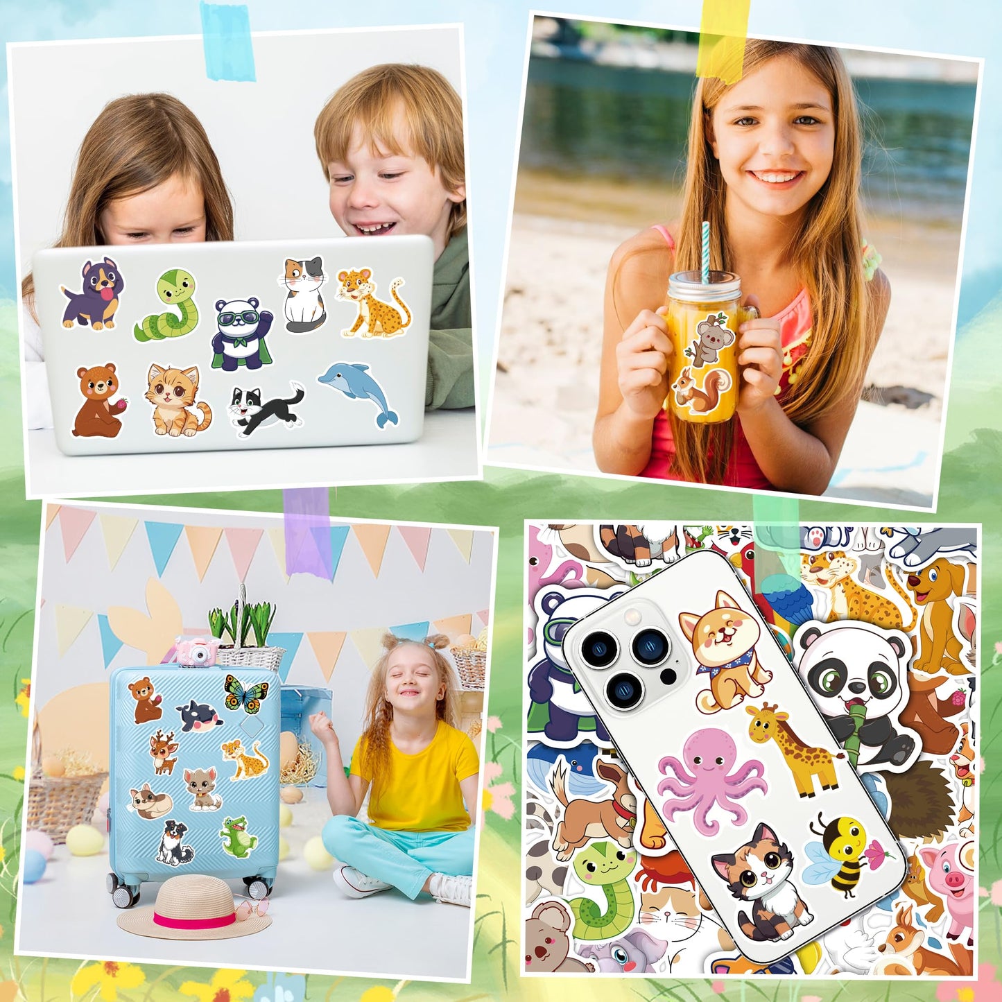 OHOME 100 PCS Water Bottle Stickers – Cute Animal Kawaii Pack for Kids