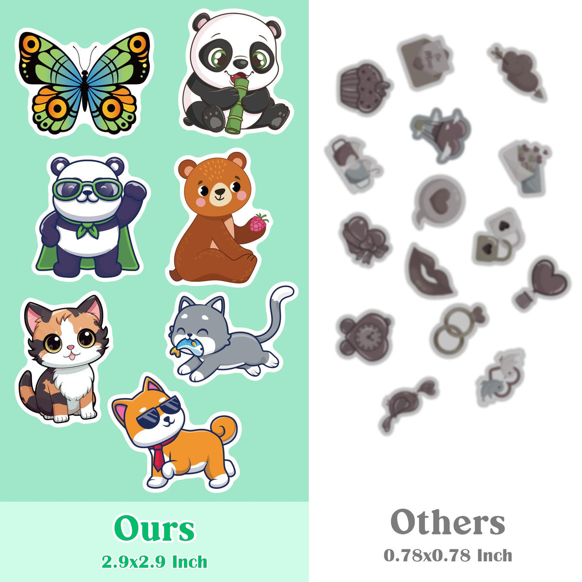 OHOME 100 PCS Water Bottle Stickers – Cute Animal Kawaii Pack for Kids