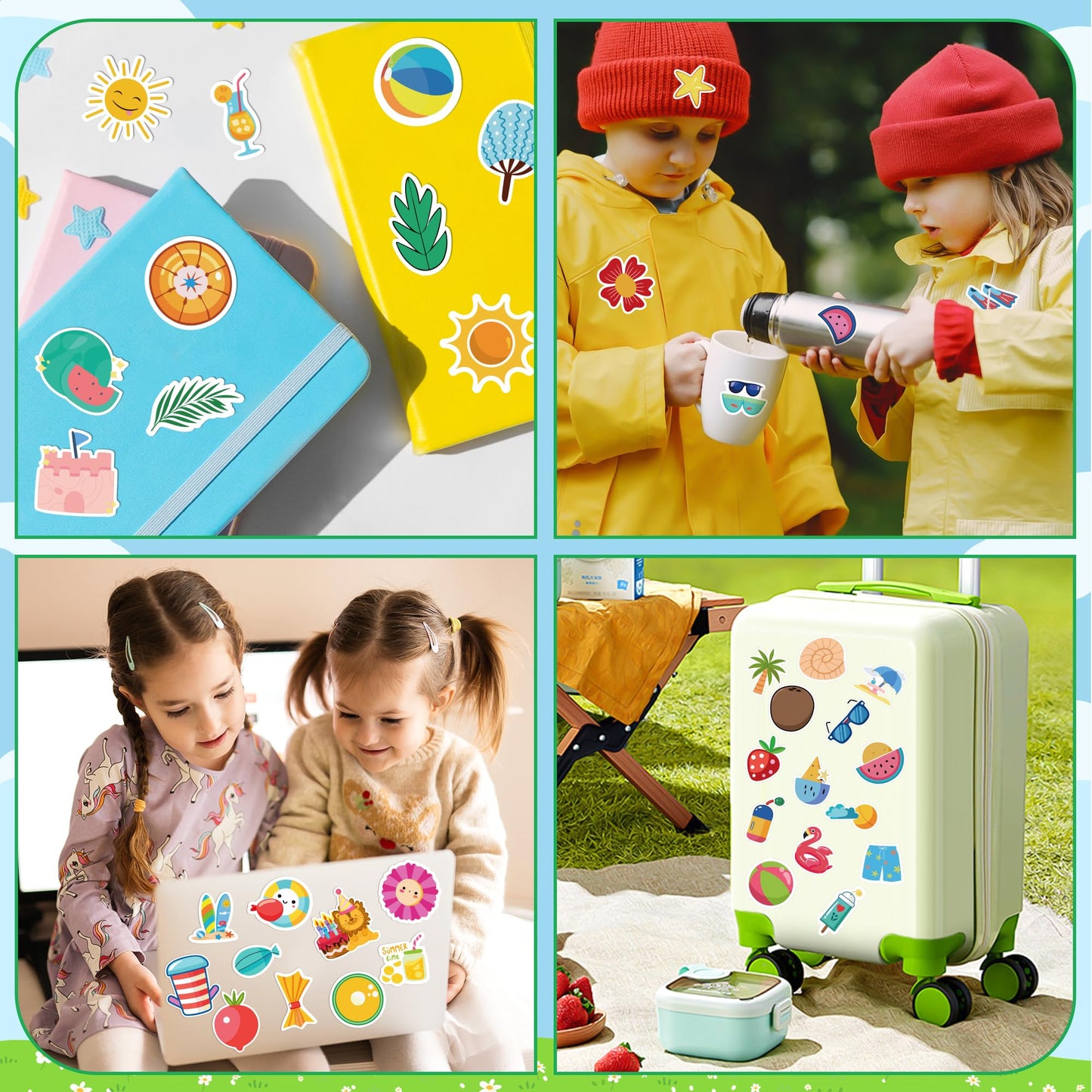 OHOME Summer Stickers | 100 Pcs Hawaiian Beach Vinyl Stickers for Kids & Adults | Tropical Crafts & Party Favors