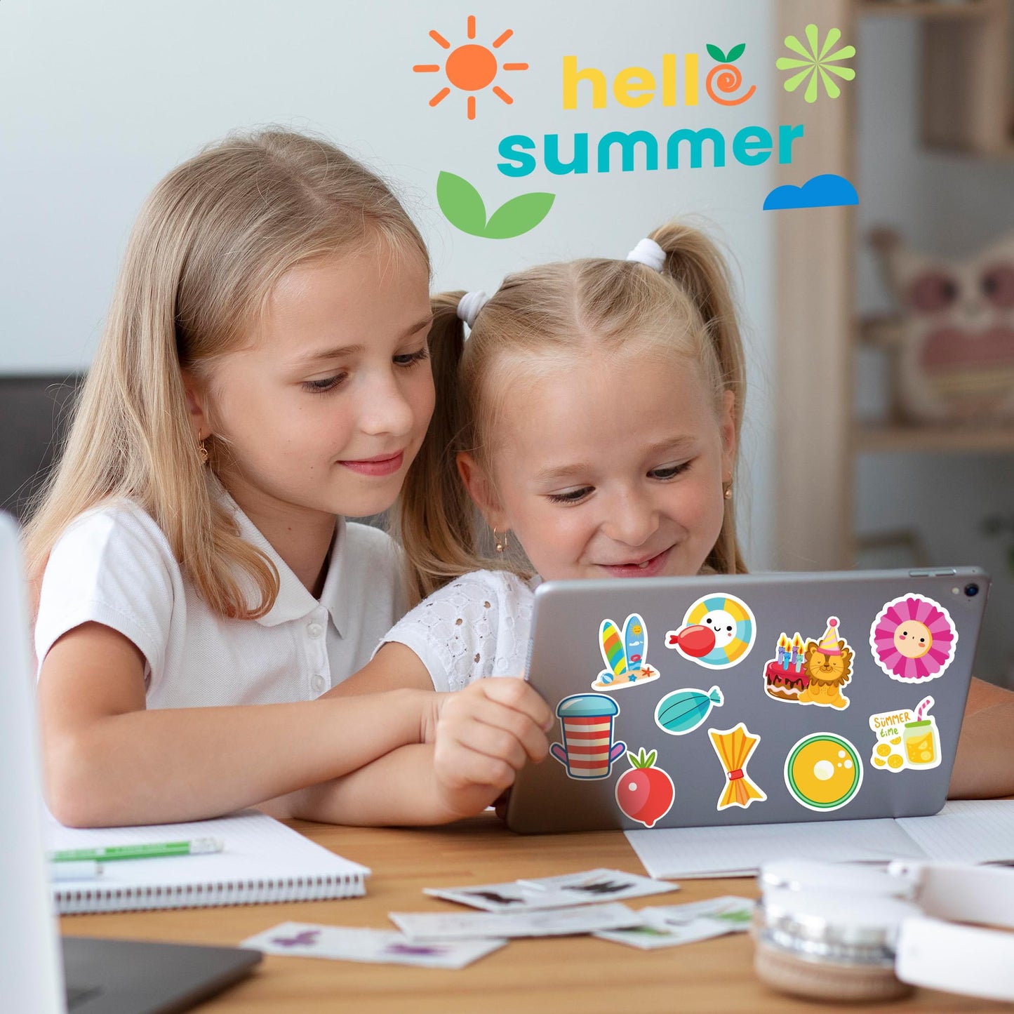 OHOME Summer Stickers | 100 Pcs Hawaiian Beach Vinyl Stickers for Kids & Adults | Tropical Crafts & Party Favors