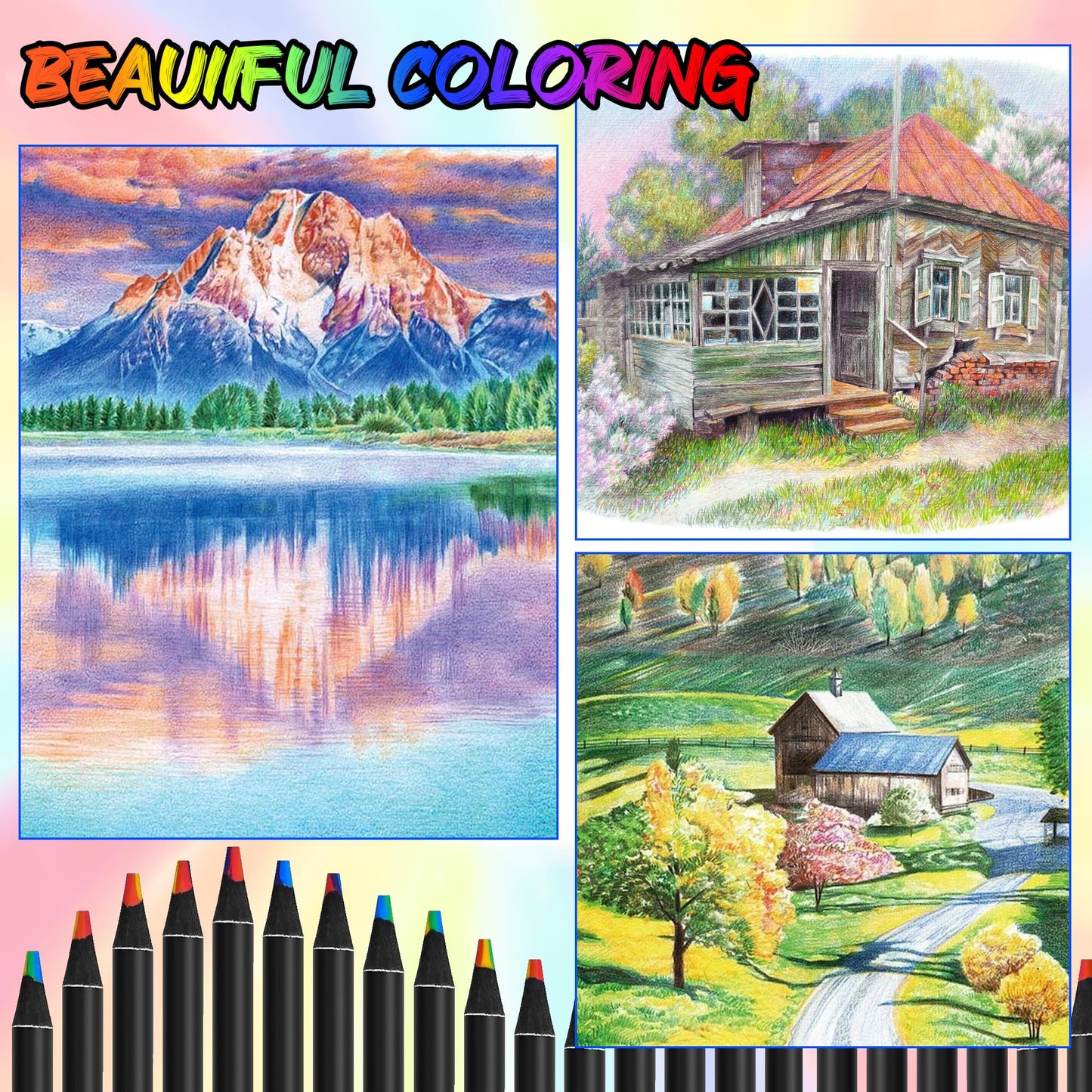 OHOME 12 Rainbow Colored Pencils – Easter Basket Stuffers & Kids Art Gifts