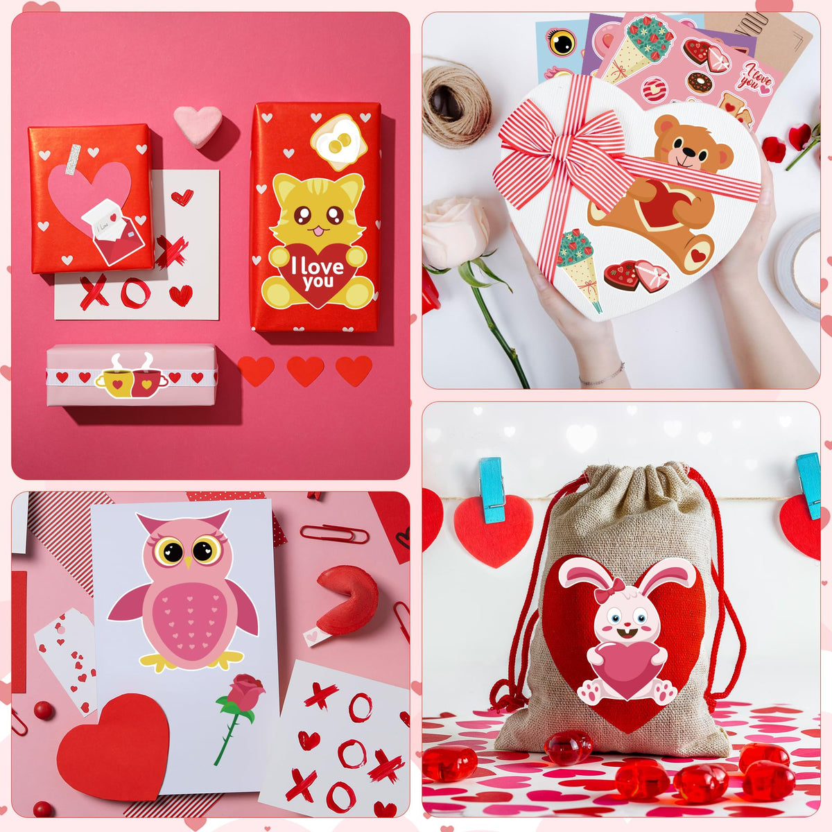OHOME Valentines Stickers - Kids Classroom Crafts & Gifts (24 Sheets)