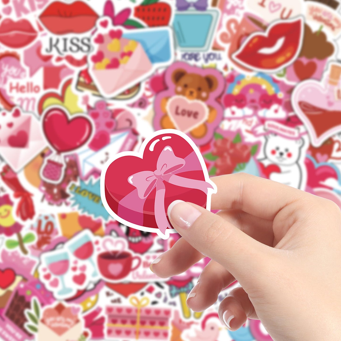 OHOME Valentines Stickers – 100 Heart Designs for Kids, Classroom & Gifts