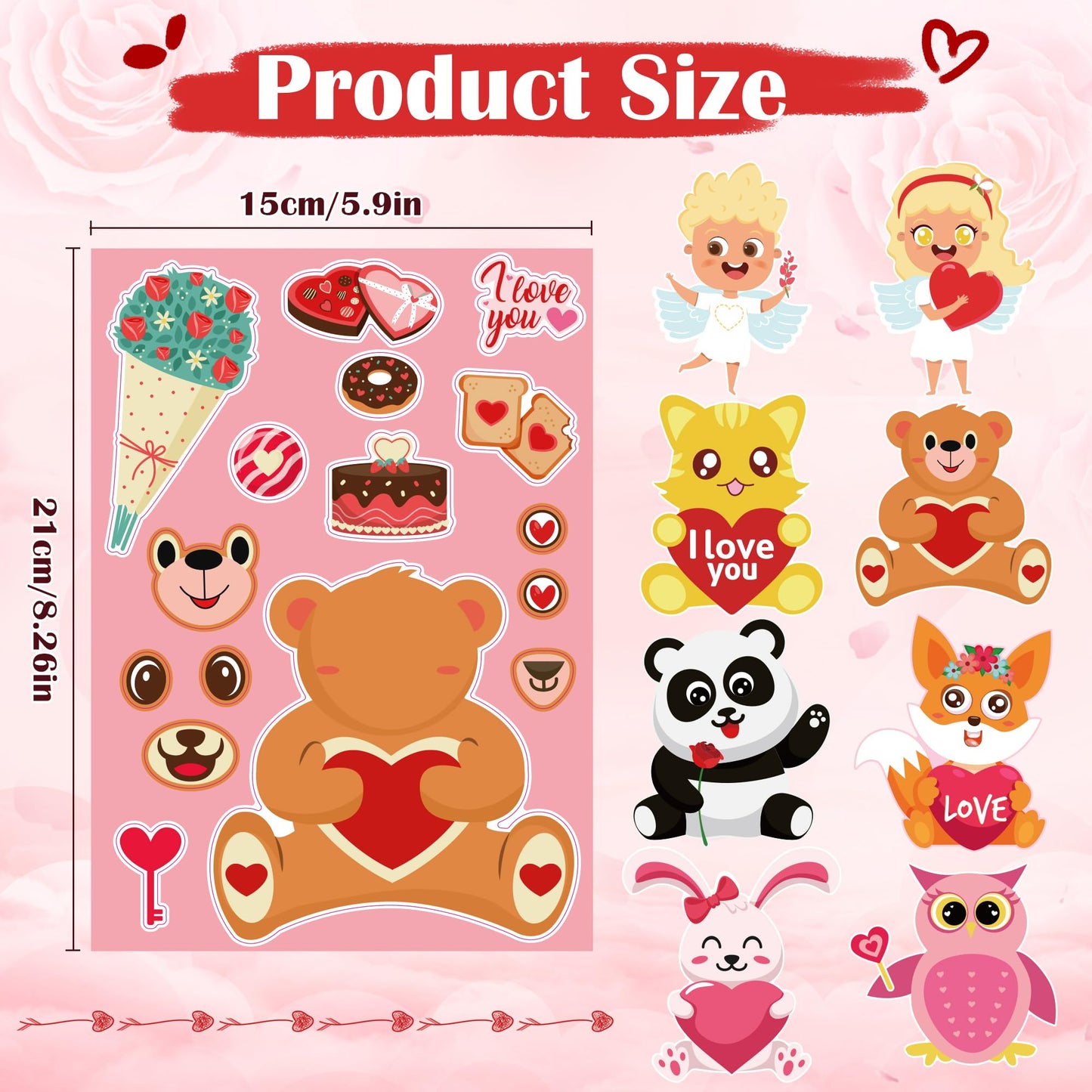 OHOME Valentines Stickers - Kids Classroom Crafts & Gifts (24 Sheets)