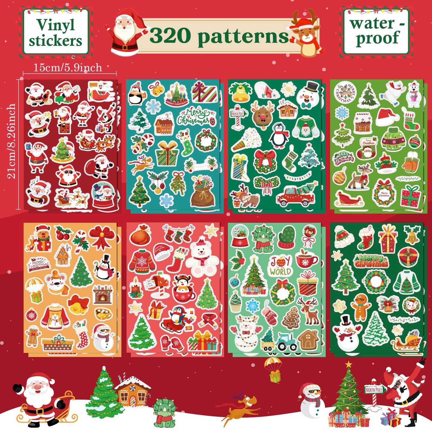 OHOME Stocking Stuffers | 320 PCS Christmas Stickers for Kids – 160+ Designs