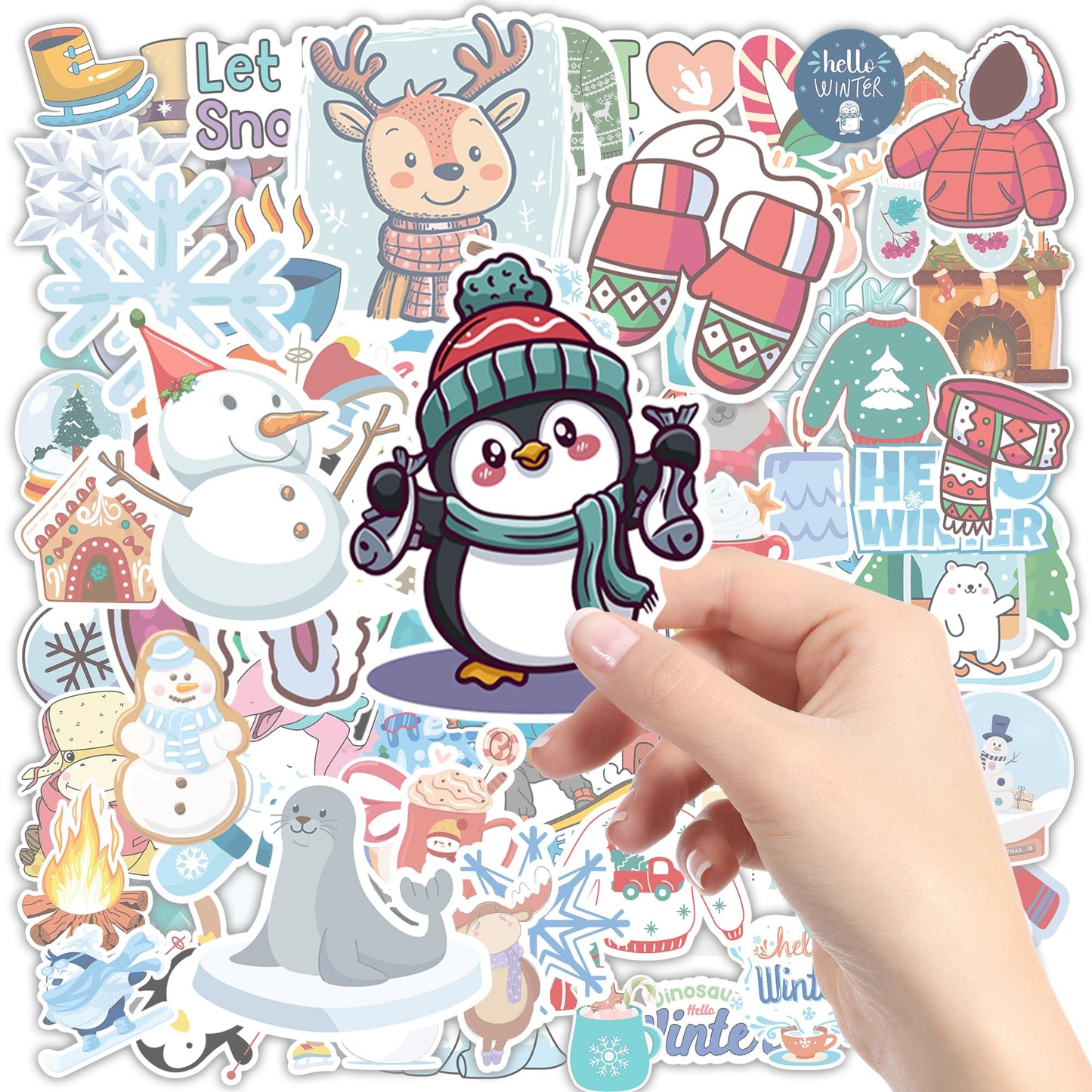 OHOME Winter Stickers | 100 Pcs Snowflake Vinyl Stickers for Kids – Classroom & Home Decor, Party Favors