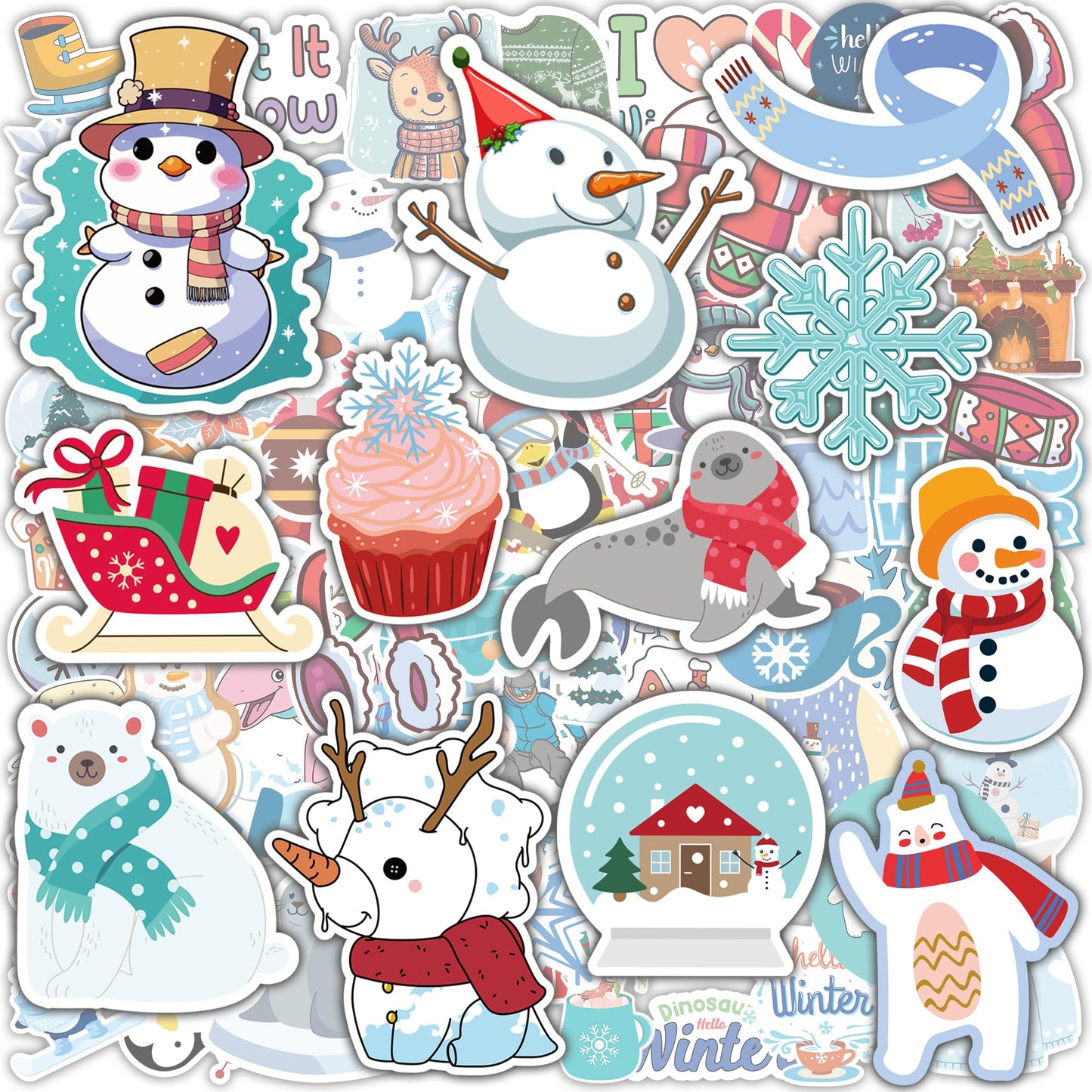 OHOME Winter Stickers | 100 Pcs Snowflake Vinyl Stickers for Kids – Classroom & Home Decor, Party Favors