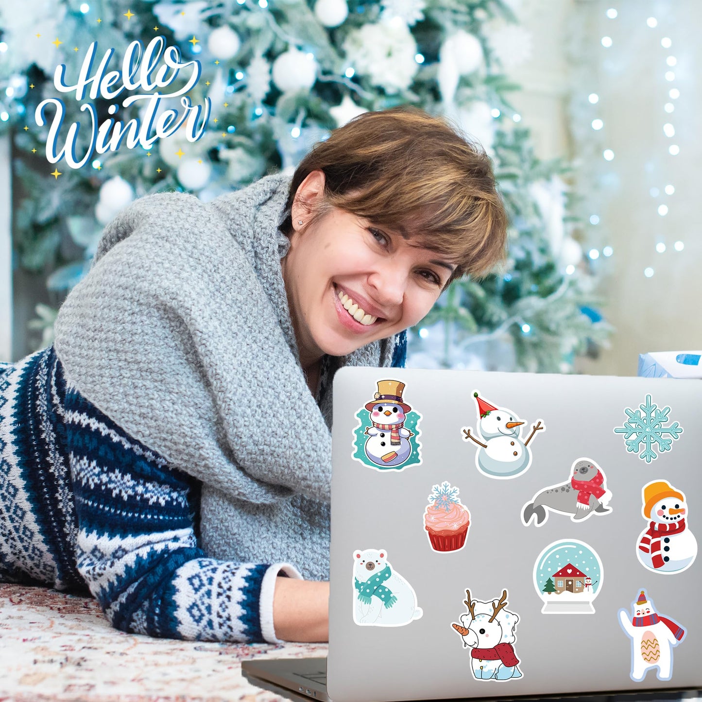 OHOME Winter Stickers | 100 Pcs Snowflake Vinyl Stickers for Kids – Classroom & Home Decor, Party Favors