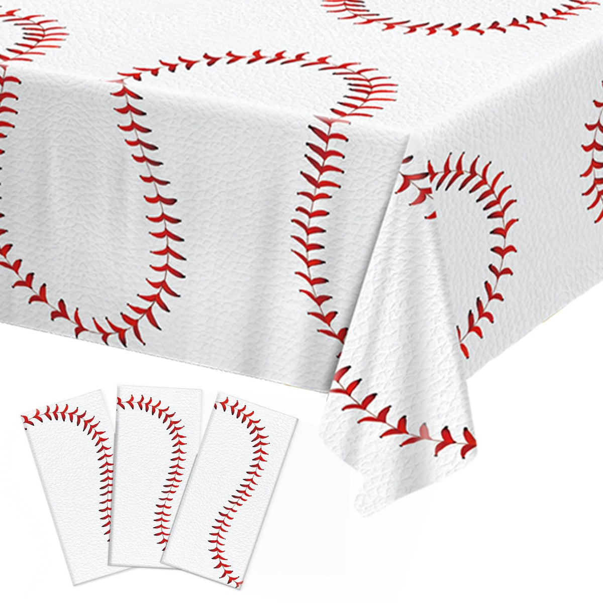 Oigco Baseball Tablecloths – 4-Pack Disposable Plastic Table Covers, 54 x 108 in, Baseball Party Decorations