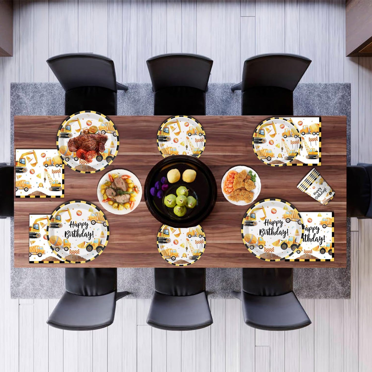 Oigco Construction Birthday Party Supplies – Plates, Cups, Napkins & Cutlery for 24 Guests