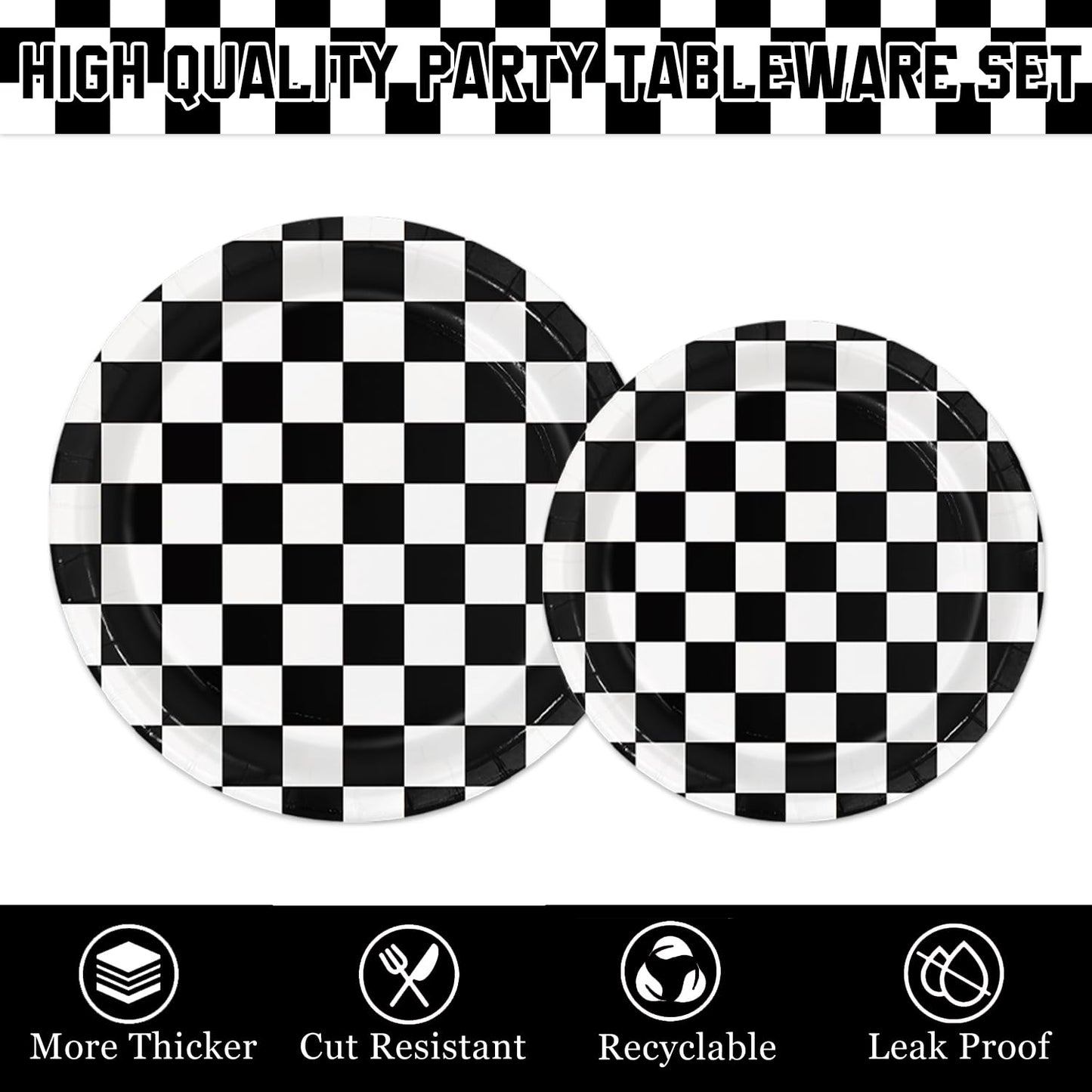 Oigco 168 PCS Race Car Party Decorations – Checkered Plates, Cups & Cutlery (Serves 24)